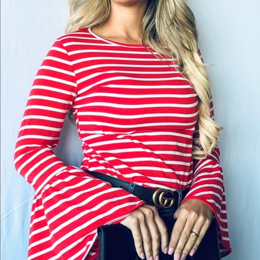 Striped Bell Sleeve Top